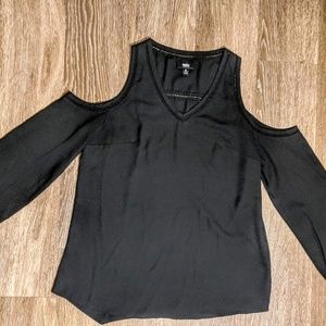 Long Sleeve Black Blouse with open shoulders